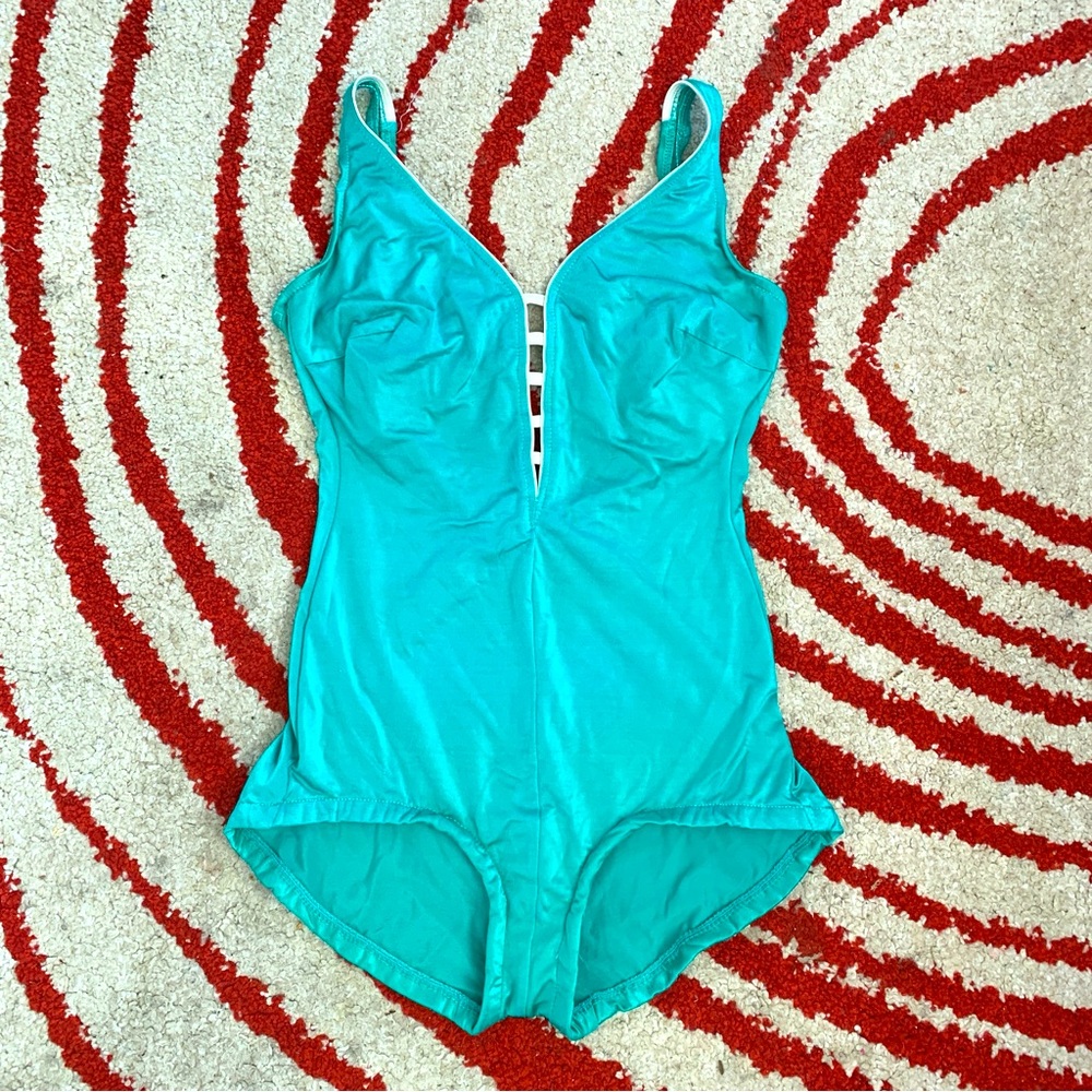 ROBBY LEN VINTAGE TEAL BATHING SUIT